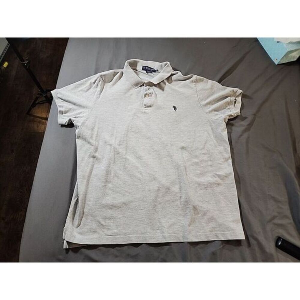 U.S. Polo Assn. Polo Shirt‎ Gray Mens Large Short Sleeve Front Logo XXL